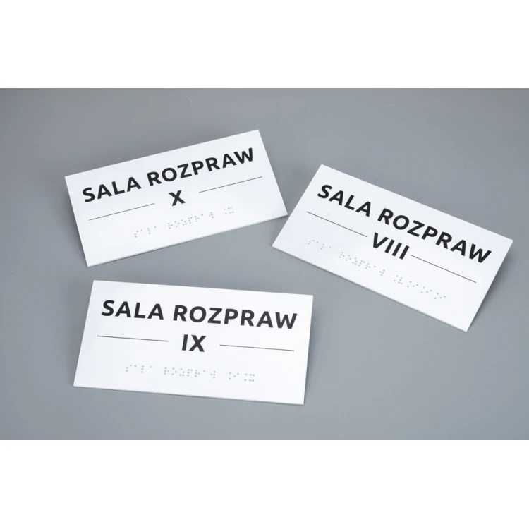 System tabliczek z pismem Braille'a dla sądów - wym. 200x100mm - PCW twarde - TAB521