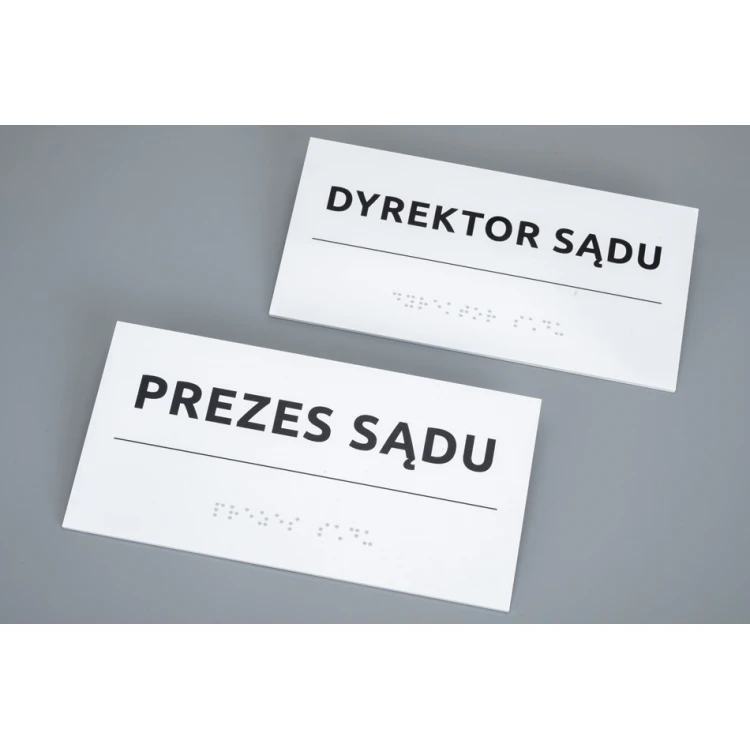 System tabliczek z pismem Braille'a dla sądów - wym. 200x100mm - PCW twarde - TAB521