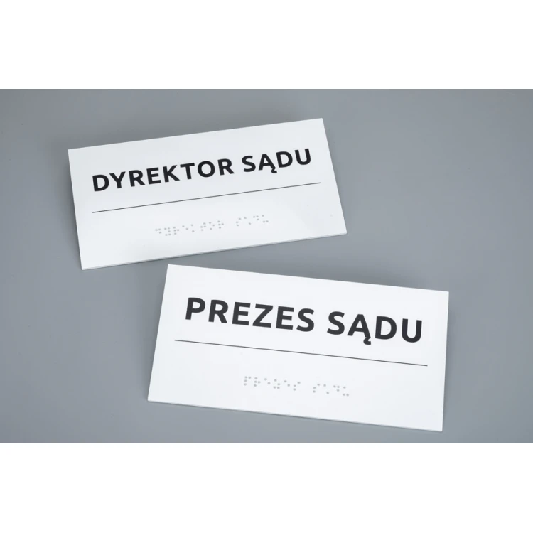 System tabliczek z pismem Braille'a dla sądów - wym. 200x100mm - PCW twarde - TAB521