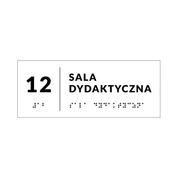 System tabliczek z pismem Braille'a dla szkół - wym. 200x80mm - PCW twarde - DECO WHITE - TAB344
