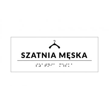System tabliczek z pismem Braille'a dla szkół - szatnia - wym. 200x80mm - PCW twarde - DECO WHITE - TAB345