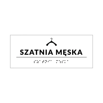 System tabliczek z pismem Braille'a dla szkół - szatnia - wym. 200x80mm - PCW twarde - DECO WHITE - TAB345
