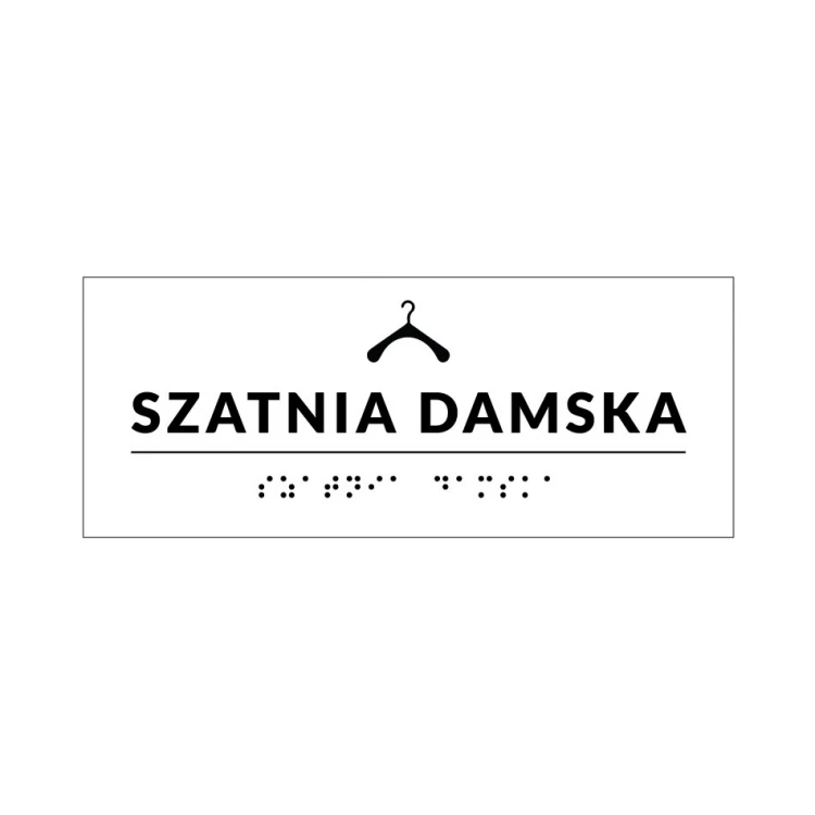 System tabliczek z pismem Braille'a dla szkół - szatnia - wym. 200x80mm - PCW twarde - DECO WHITE - TAB345