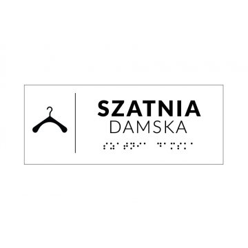 System tabliczek z pismem Braille'a dla szkół - szatnia - wym. 200x80mm - PCW twarde - DECO WHITE - TAB346