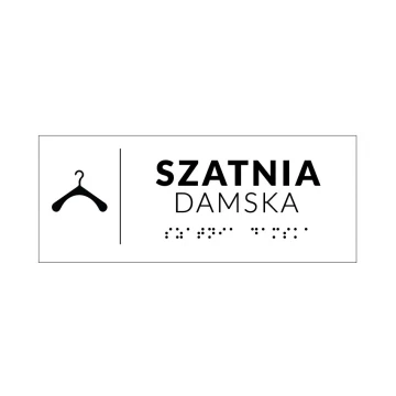 System tabliczek z pismem Braille'a dla szkół - szatnia - wym. 200x80mm - PCW twarde - DECO WHITE - TAB346