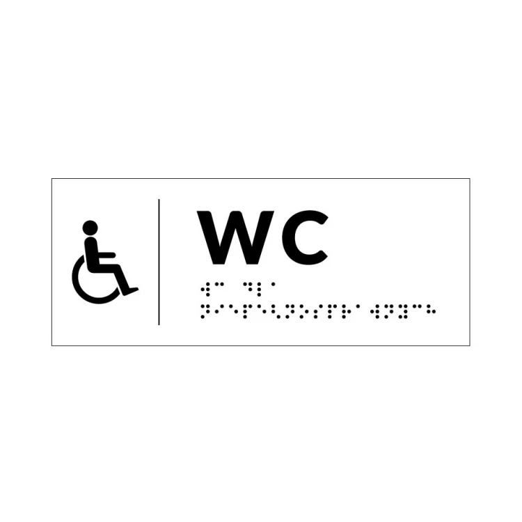 System tabliczek z pismem Braille'a dla szkół - WC - wym. 200x80mm - PCW twarde - DECO WHITE - TAB347