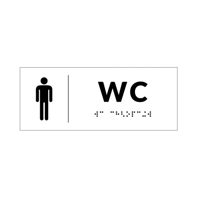 System tabliczek z pismem Braille'a dla szkół - WC - wym. 200x80mm - PCW twarde - DECO WHITE - TAB347
