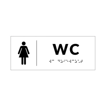 System tabliczek z pismem Braille'a dla szkół - WC - wym. 200x80mm - PCW twarde - DECO WHITE - TAB347