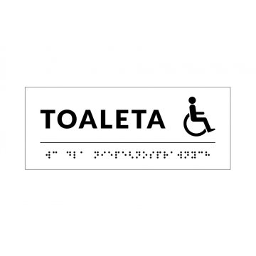 System tabliczek z pismem Braille'a dla szkół - toaleta - wym. 200x80mm - PCW twarde - DECO WHITE - TAB348