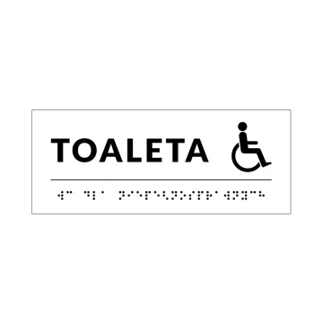 System tabliczek z pismem Braille'a dla szkół - toaleta - wym. 200x80mm - PCW twarde - DECO WHITE - TAB348