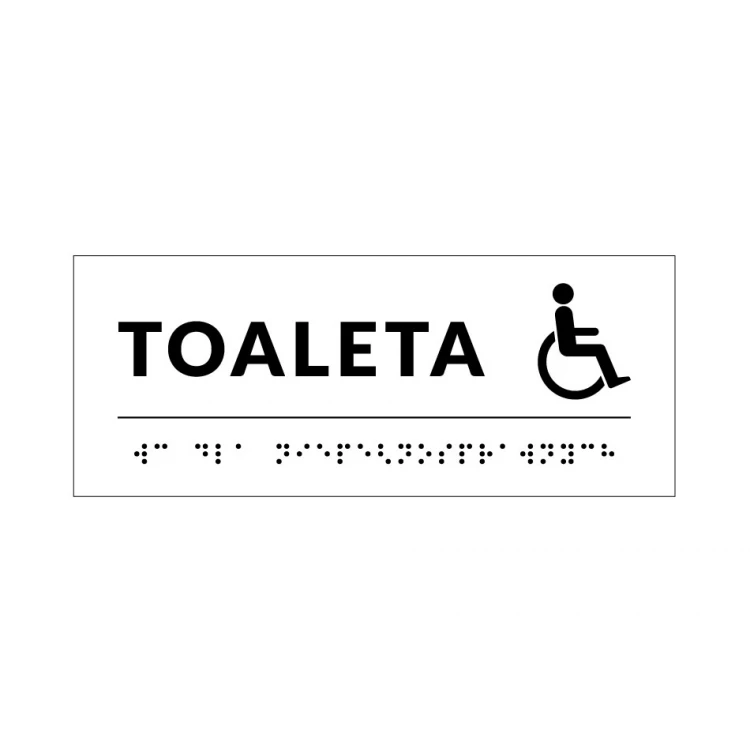 System tabliczek z pismem Braille'a dla szkół - toaleta - wym. 200x80mm - PCW twarde - DECO WHITE - TAB348