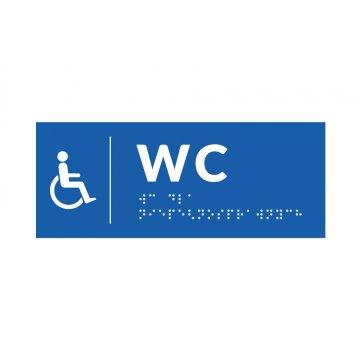 System tabliczek z pismem Braille'a dla szkół - WC - wym. 200x80mm - PCW twarde - DECO BLUE - TAB358