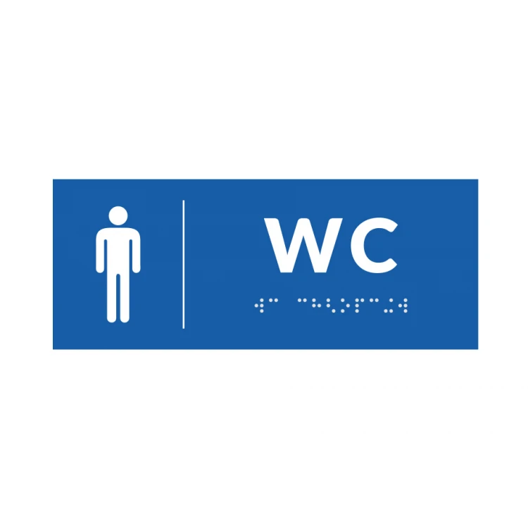 System tabliczek z pismem Braille'a dla szkół - WC - wym. 200x80mm - PCW twarde - DECO BLUE - TAB358