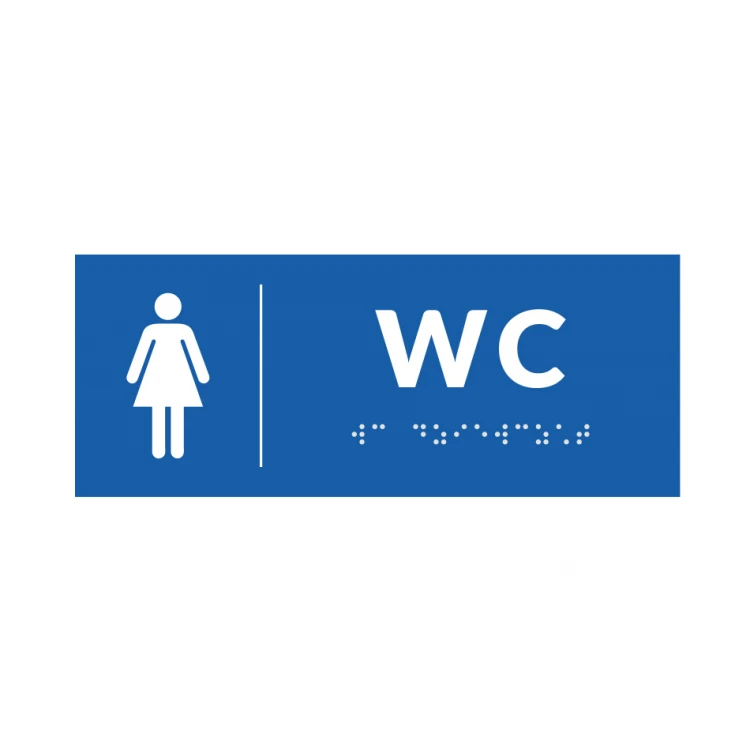 System tabliczek z pismem Braille'a dla szkół - WC - wym. 200x80mm - PCW twarde - DECO BLUE - TAB358