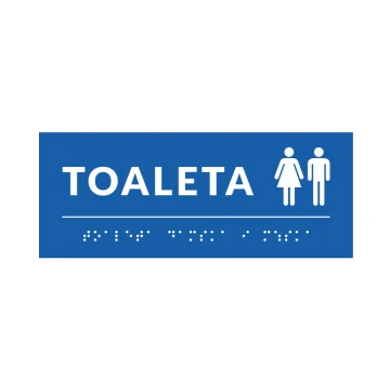 System tabliczek z pismem Braille'a dla szkół - toaleta - wym. 200x80mm - PCW twarde - DECO BLUE - TAB359