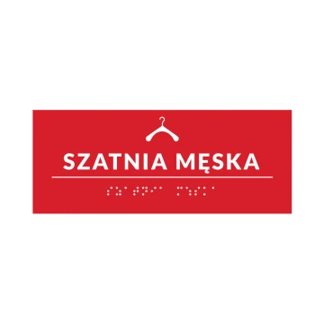 System tabliczek z pismem Braille'a dla szkół - szatnia - wym. 200x80mm - PCW twarde - DECO RED - TAB367