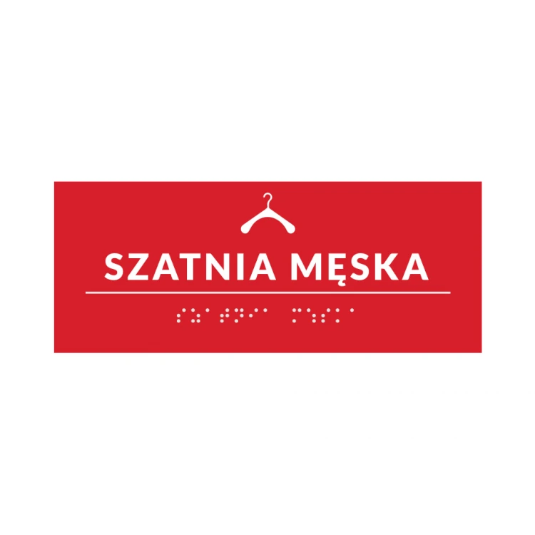 System tabliczek z pismem Braille'a dla szkół - szatnia - wym. 200x80mm - PCW twarde - DECO RED - TAB367