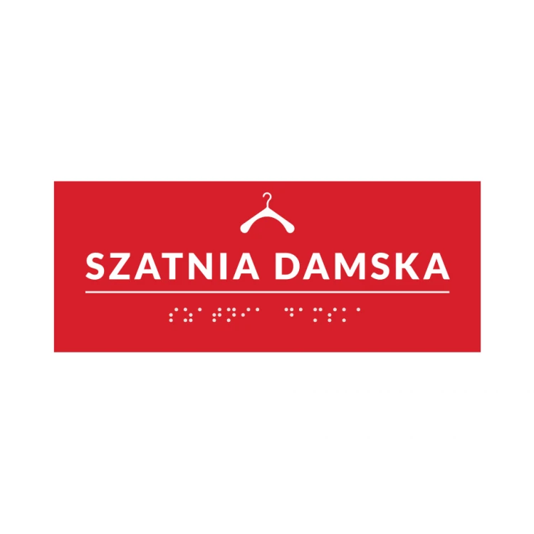 System tabliczek z pismem Braille'a dla szkół - szatnia - wym. 200x80mm - PCW twarde - DECO RED - TAB367