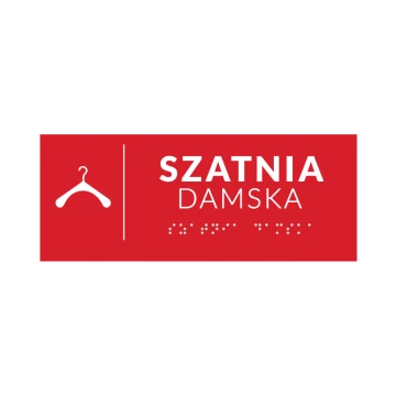 System tabliczek z pismem Braille'a dla szkół - szatnia - wym. 200x80mm - PCW twarde - DECO RED - TAB368