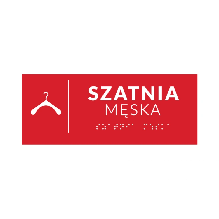 System tabliczek z pismem Braille'a dla szkół - szatnia - wym. 200x80mm - PCW twarde - DECO RED - TAB368