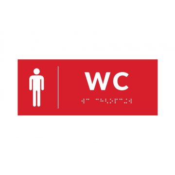 System tabliczek z pismem Braille'a dla szkół - WC - wym. 200x80mm - PCW twarde - DECO RED - TAB369