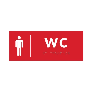 System tabliczek z pismem Braille'a dla szkół - WC - wym. 200x80mm - PCW twarde - DECO RED - TAB369