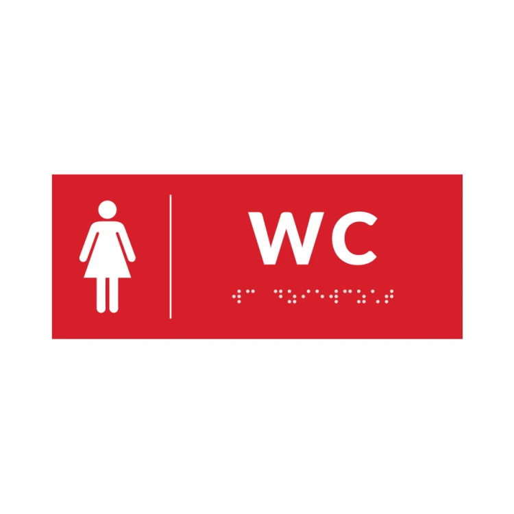 System tabliczek z pismem Braille'a dla szkół - WC - wym. 200x80mm - PCW twarde - DECO RED - TAB369