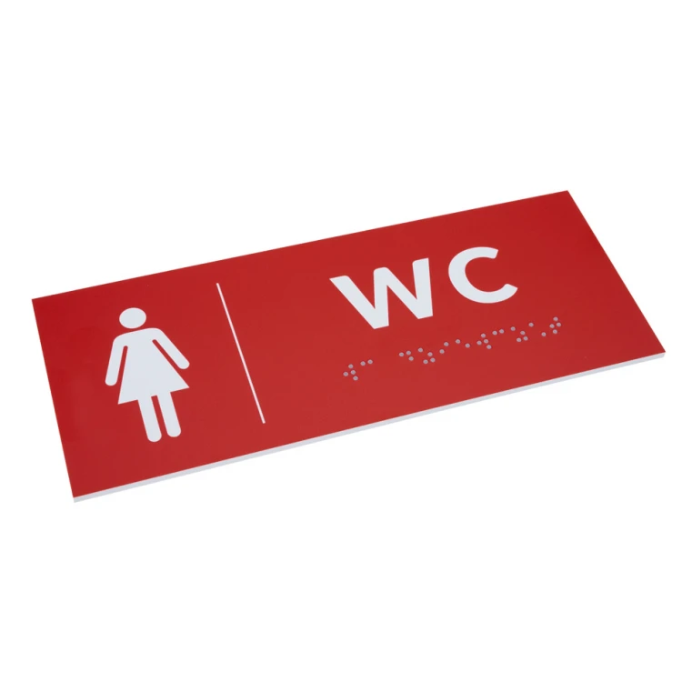 System tabliczek z pismem Braille'a dla szkół - WC - wym. 200x80mm - PCW twarde - DECO RED - TAB369