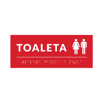System tabliczek z pismem Braille'a dla szkół - toaleta - wym. 200x80mm - PCW twarde - DECO RED - TAB370