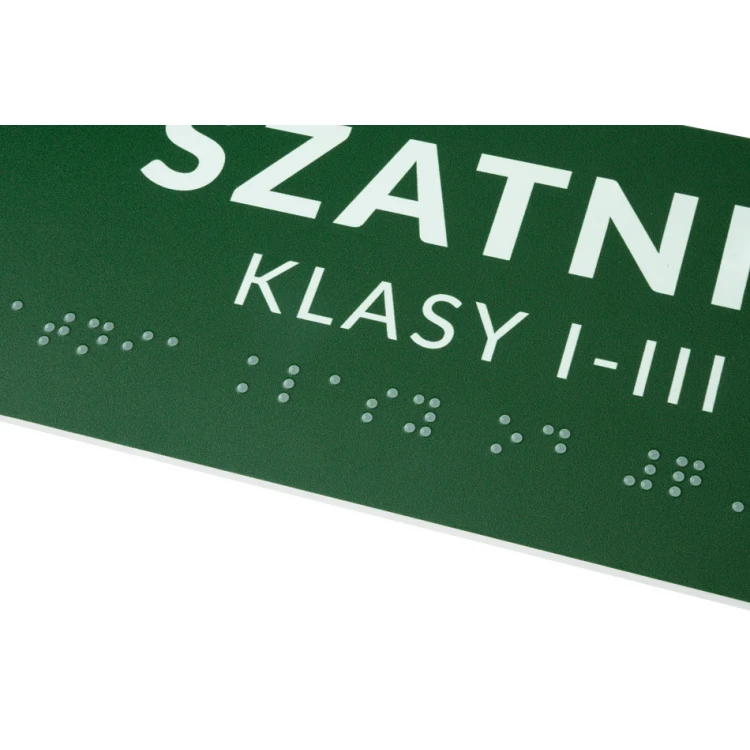 System tabliczek z pismem Braille'a dla szkół - wym. 200x28mm - PCW twarde - DECO GREEN - TAB384