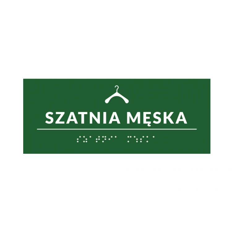 System tabliczek z pismem Braille'a dla szkół - szatnia - wym. 200x80mm - PCW twarde - DECO GREEN - TAB378