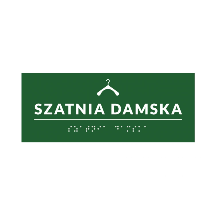 System tabliczek z pismem Braille'a dla szkół - szatnia - wym. 200x80mm - PCW twarde - DECO GREEN - TAB378
