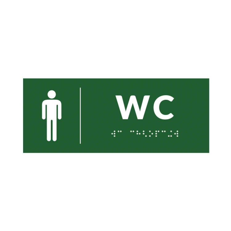System tabliczek z pismem Braille'a dla szkół - WC - wym. 200x80mm - PCW twarde - DECO GREEN - TAB380