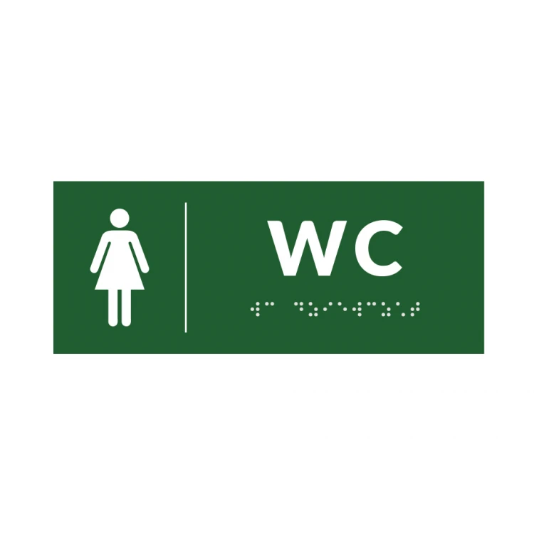 System tabliczek z pismem Braille'a dla szkół - WC - wym. 200x80mm - PCW twarde - DECO GREEN - TAB380