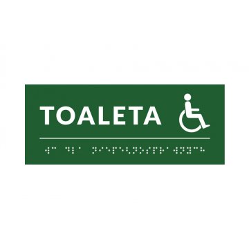 System tabliczek z pismem Braille'a dla szkół - toaleta - wym. 200x80mm - PCW twarde - DECO GREEN - TAB381