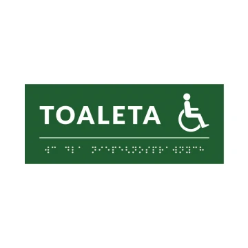 System tabliczek z pismem Braille'a dla szkół - toaleta - wym. 200x80mm - PCW twarde - DECO GREEN - TAB381