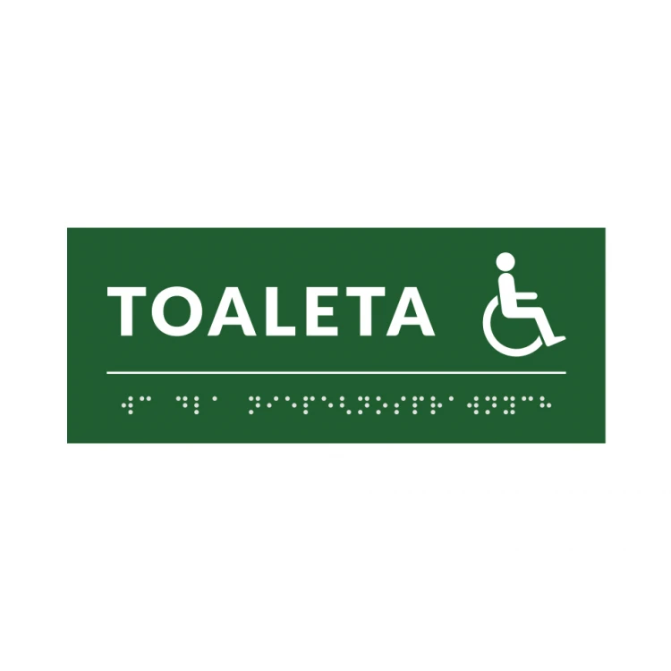 System tabliczek z pismem Braille'a dla szkół - toaleta - wym. 200x80mm - PCW twarde - DECO GREEN - TAB381