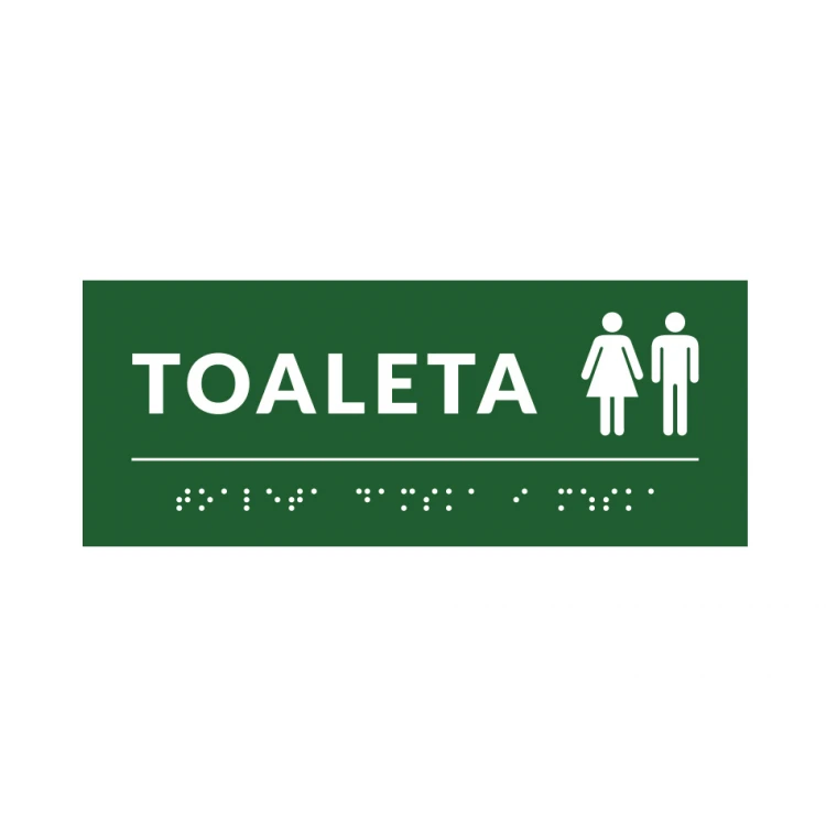 System tabliczek z pismem Braille'a dla szkół - toaleta - wym. 200x80mm - PCW twarde - DECO GREEN - TAB381