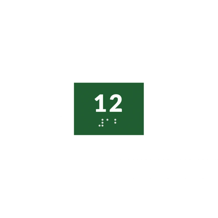 System tabliczek z pismem Braille'a dla szkół - numerek - wym. 60x45mm - PCW twarde - DECO GREEN - TAB383