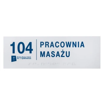 System tabliczek z pismem Braille'a dla szkół wyższych - wym. 295x100mm - PCW twarde - TAB397