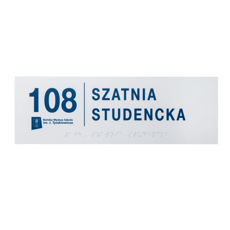System tabliczek z pismem Braille'a dla szkół wyższych - wym. 295x100mm - PCW twarde - TAB397