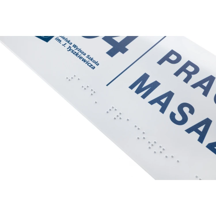 System tabliczek z pismem Braille'a dla szkół wyższych - wym. 295x100mm - PCW twarde - TAB397