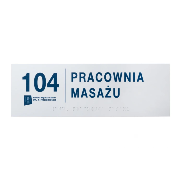 System tabliczek z pismem Braille'a dla szkół wyższych - wym. 295x100mm - PCW twarde - TAB397