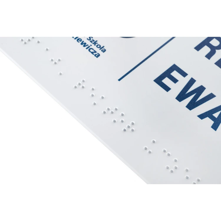 System tabliczek z pismem Braille'a dla szkół wyższych - wym. 295x100mm - PCW twarde - TAB397