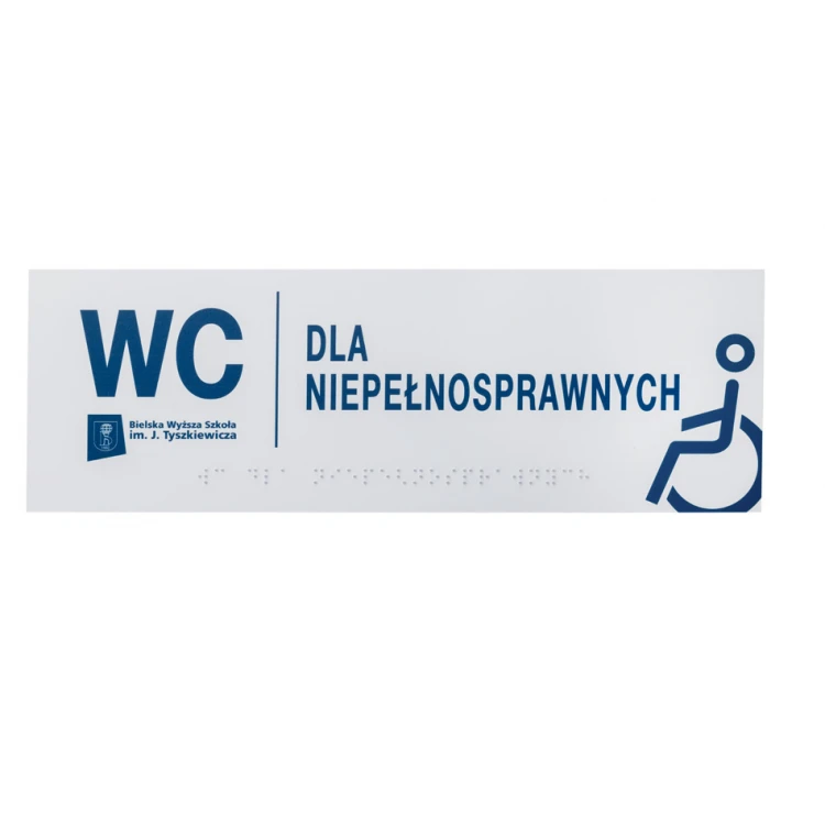 System tabliczek z pismem Braille'a dla szkół wyższych - WC - wym. 295x100mm - PCW twarde - TAB420