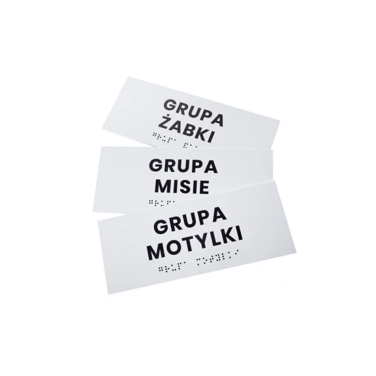 System tabliczek z pismem Braille'a dla szkół - wym. 200x80mm - PCW twarde - DECO WHITE - TAB415