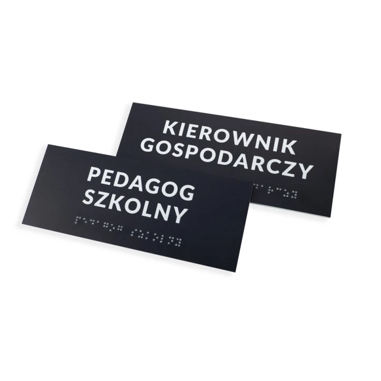 System tabliczek z pismem Braille'a dla szkół - wym. 200x80mm - PCW twarde - DECO DARK - TAB417
