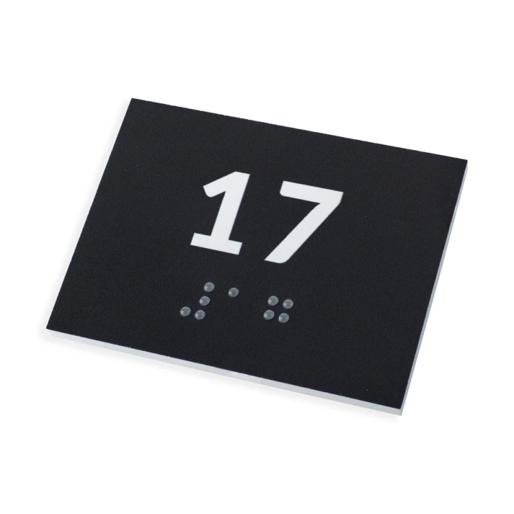 System tabliczek z pismem Braille'a dla szkół - numerek - wym. 60x45mm - PCW twarde - DECO DARK - TAB418