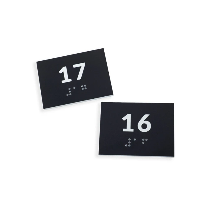 System tabliczek z pismem Braille'a dla szkół - numerek - wym. 60x45mm - PCW twarde - DECO DARK - TAB418