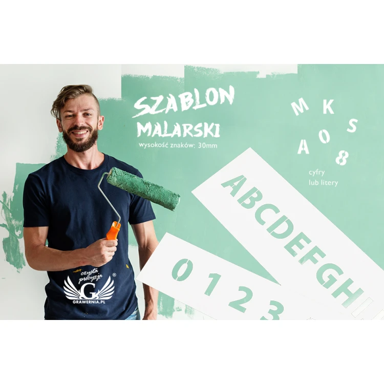 Szablon malarski - cyfry lub litery - wysokość znaków: 30mm - SM002